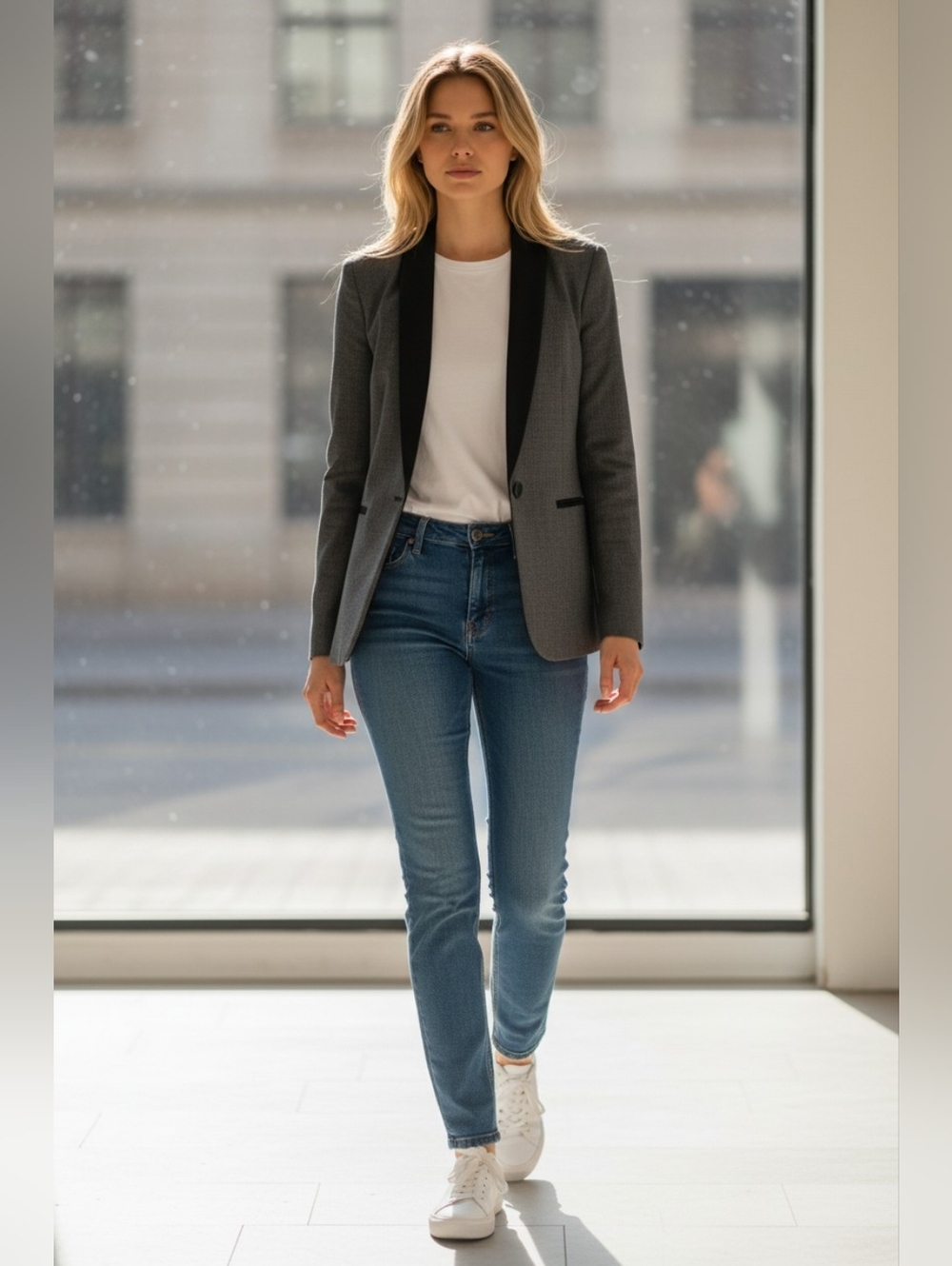 Theory Modern Donelly Wool Contrasy Lapel Trim Gray Blazer Jacket 2 Preowned